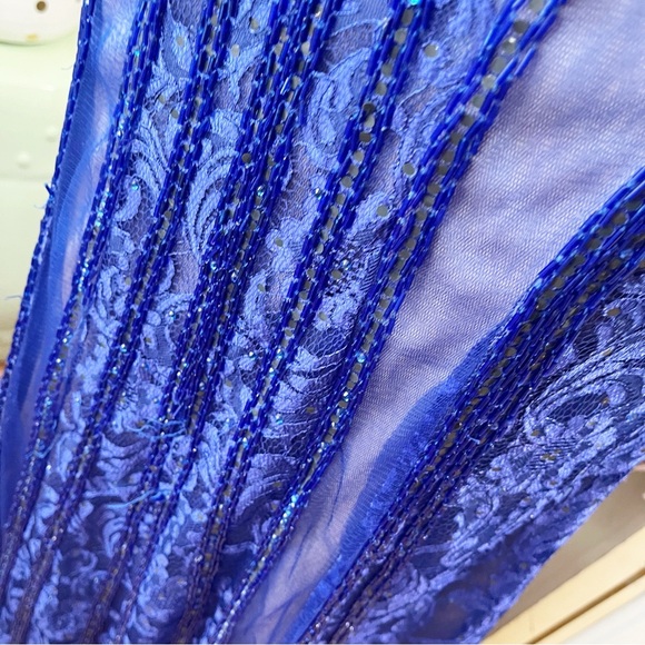 Blue Halter Prom Gown dress size 4 MISSING MANY GEMS - Picture 9 of 14